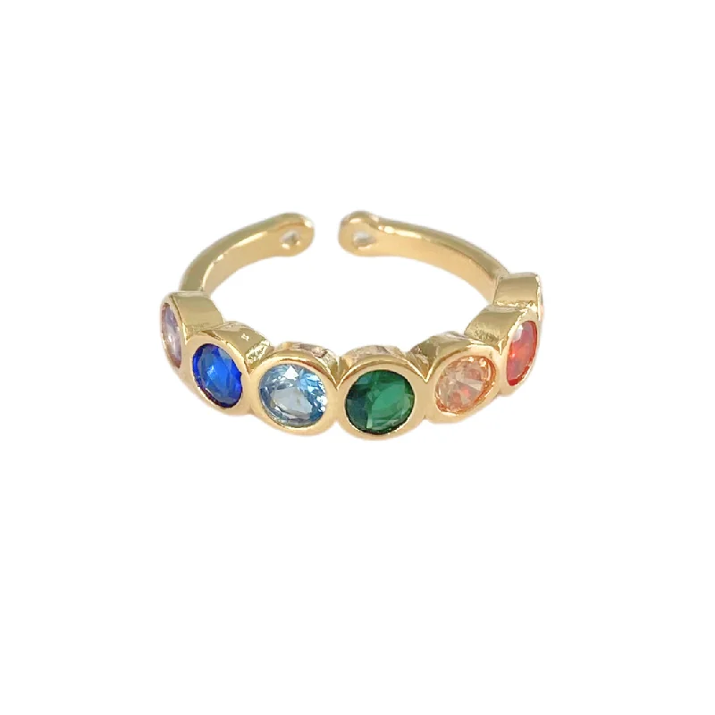 Women’s wedding band rings-Rainbow Dot Ring