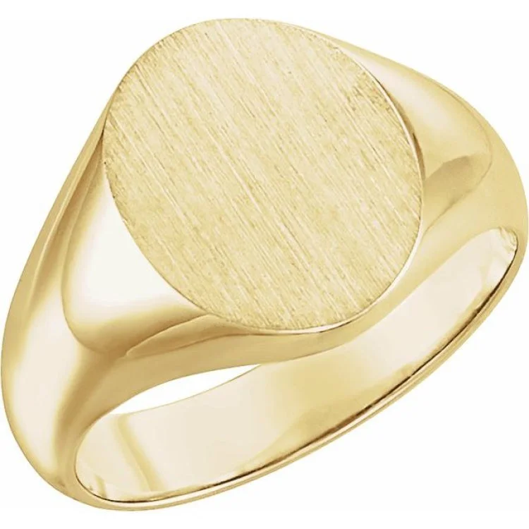 Women’s minimalist rings-14K Yellow Oval Signet Ring