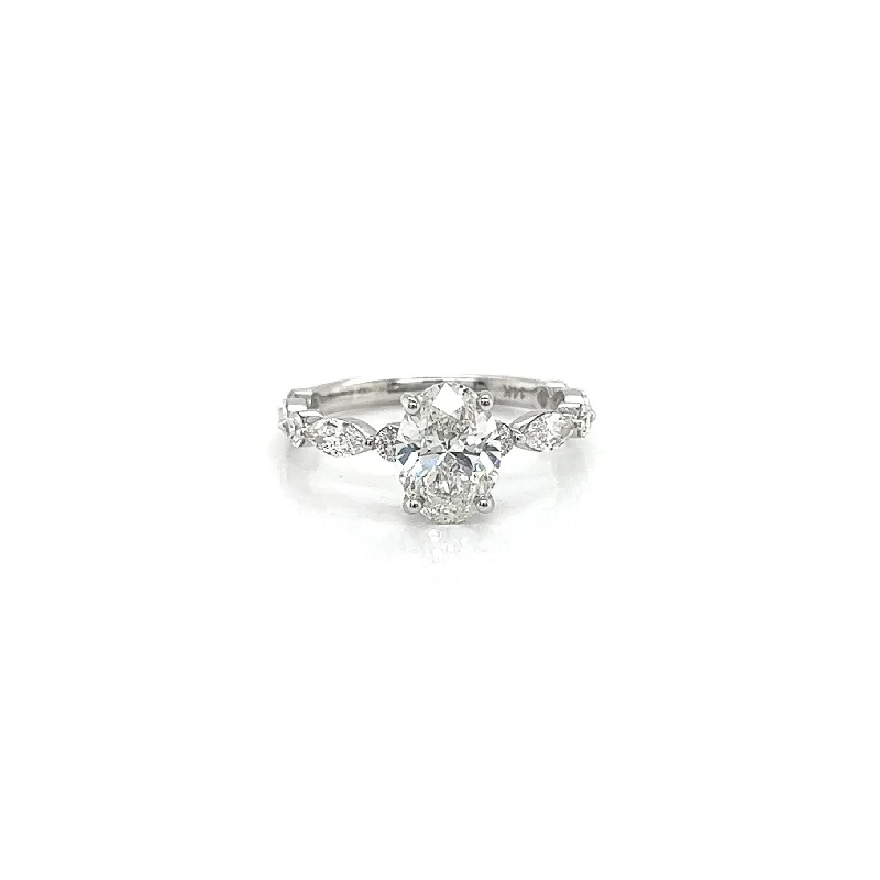 Women’s bohemian rings-Oval-Cut Lab Diamond Solitaire Ring