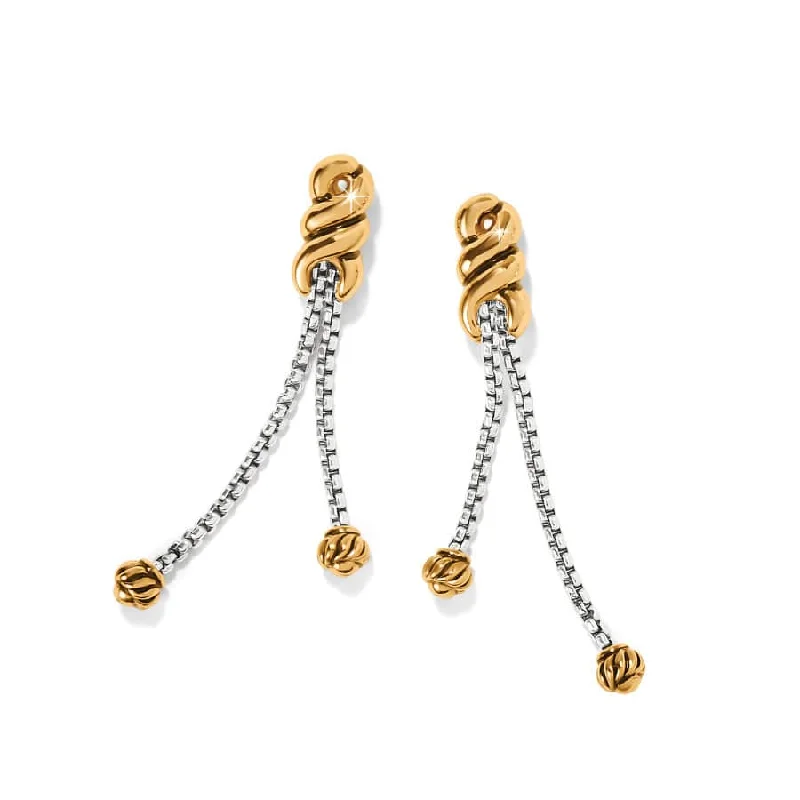 Women’s gold hoop earrings-Brighton | Interlok Two Tone Twist Double Chain Post Drop Earrings