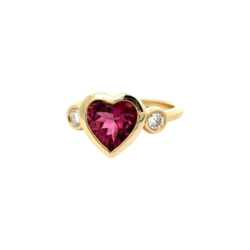 Women’s art deco rings-Pink Tourmaline and Diamond Heart Ring