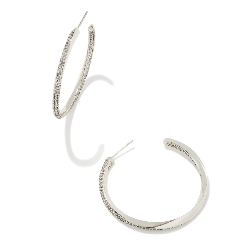 Women’s elegant stud earrings-Kendra Scott | Ella Silver Hoop Earrings in White Crystal