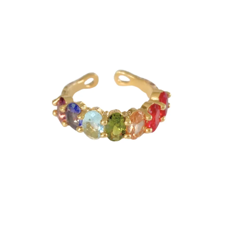 Women’s thin rings-Rainbow Oval Ring