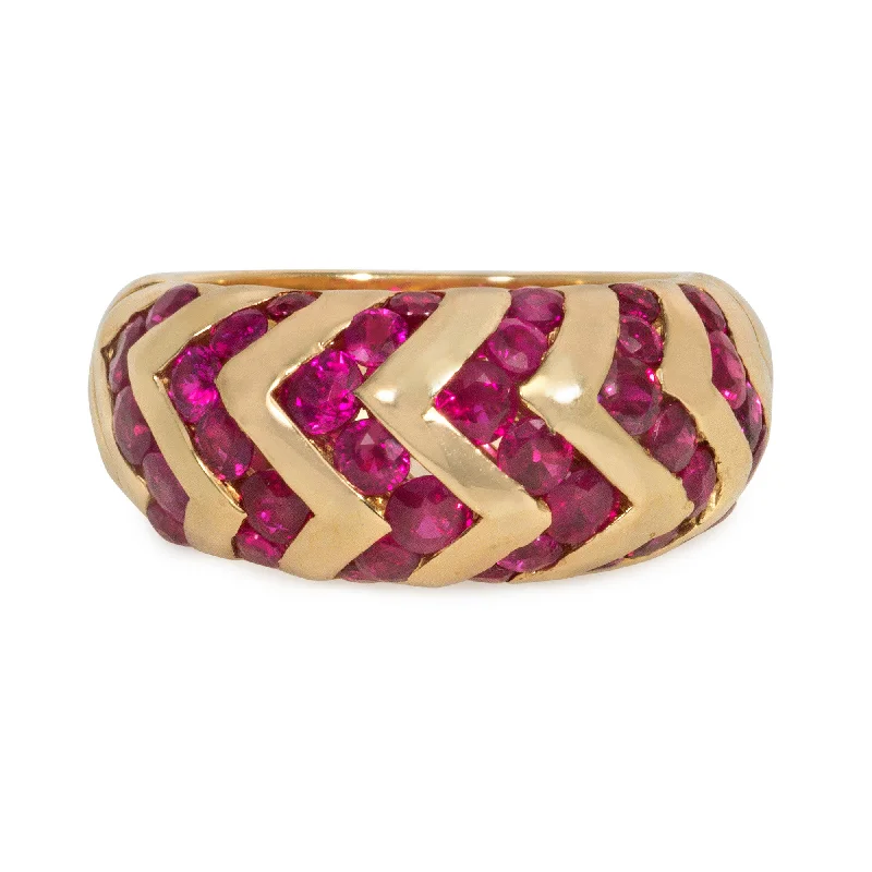 Women’s sterling silver rings-Bulgari gold and ruby zebra stripe ring