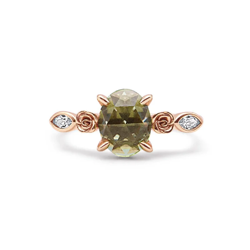 Women’s twist rings-Florence Peridot Rose Ring