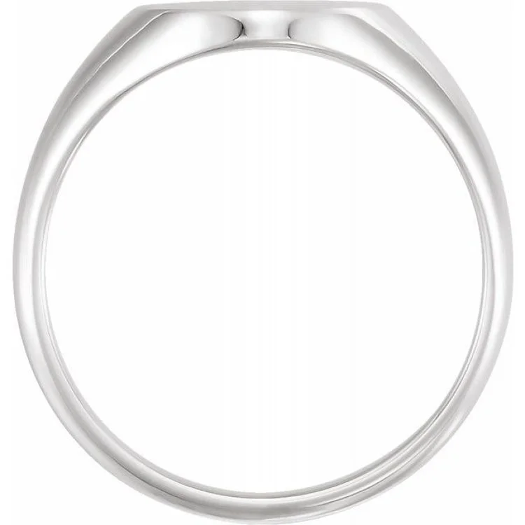 Women’s double-band rings-Platinum Oval Signet Ring