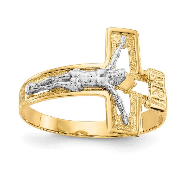 Women’s multi-stone rings-14K Two-tone Crucifix Men's Ring