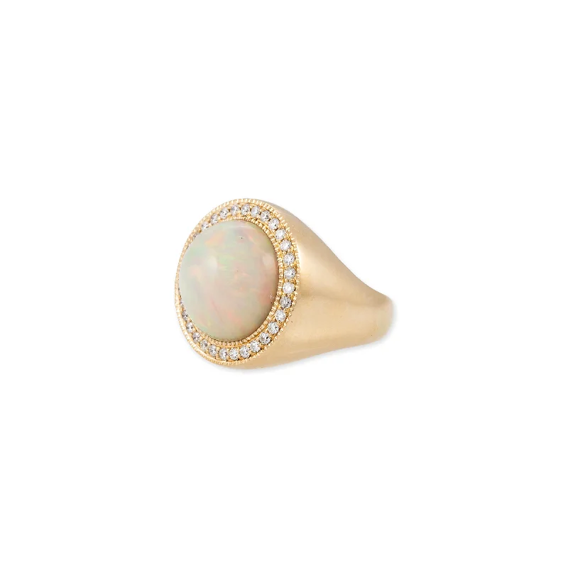 Women’s luxury rings-PAVE ROUND OPAL RING