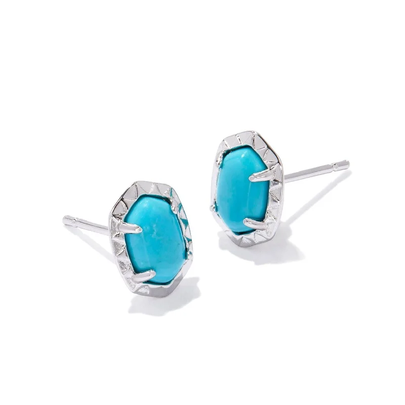 Women’s pearl earrings-Kendra Scott | Daphne Silver Stud Earrings in Variegated Turquoise Magnesite