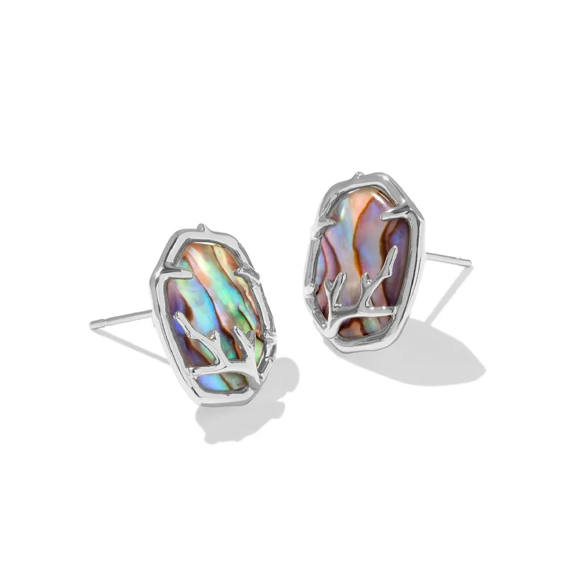 Women’s chandelier gold earrings-Kendra Scott | Daphne Silver Coral Frame Stud Earrings in Abalone