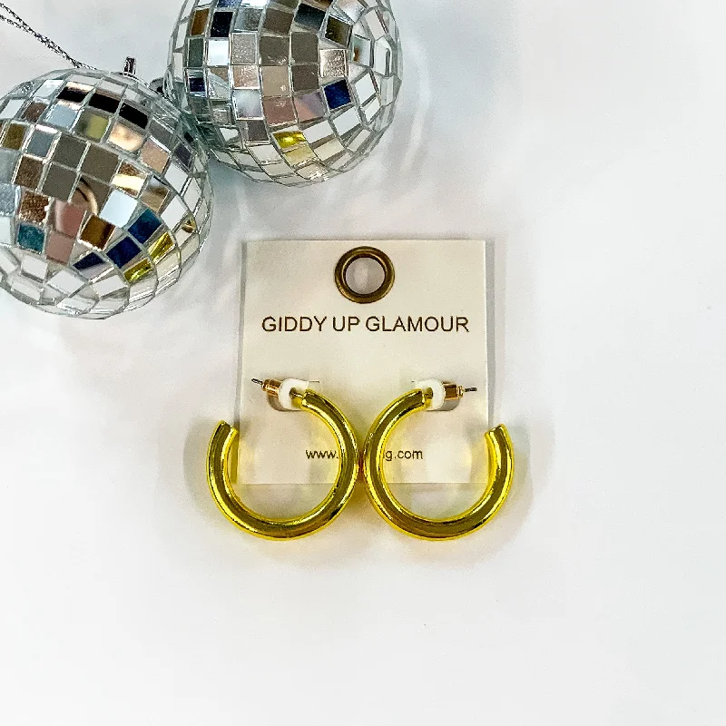 Women’s silver hoop earrings-Light Up Small Neon Hoop Earrings In Yellow