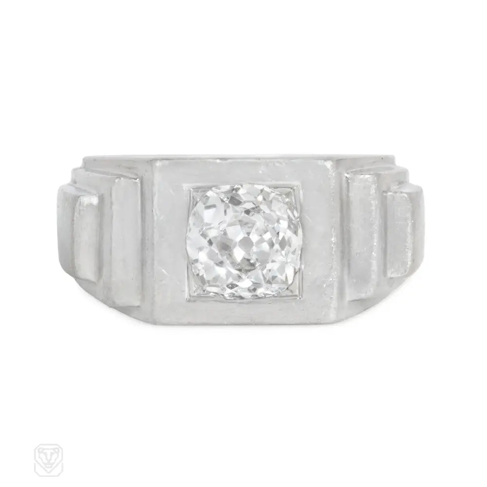 Women’s platinum rings-Art Deco platinum and diamond stepped ring