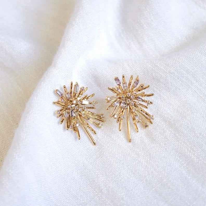 Women’s fashion earrings-Kinsey Designs | Harlem Gold Tone Post Earrings with CZ Crystal Accents