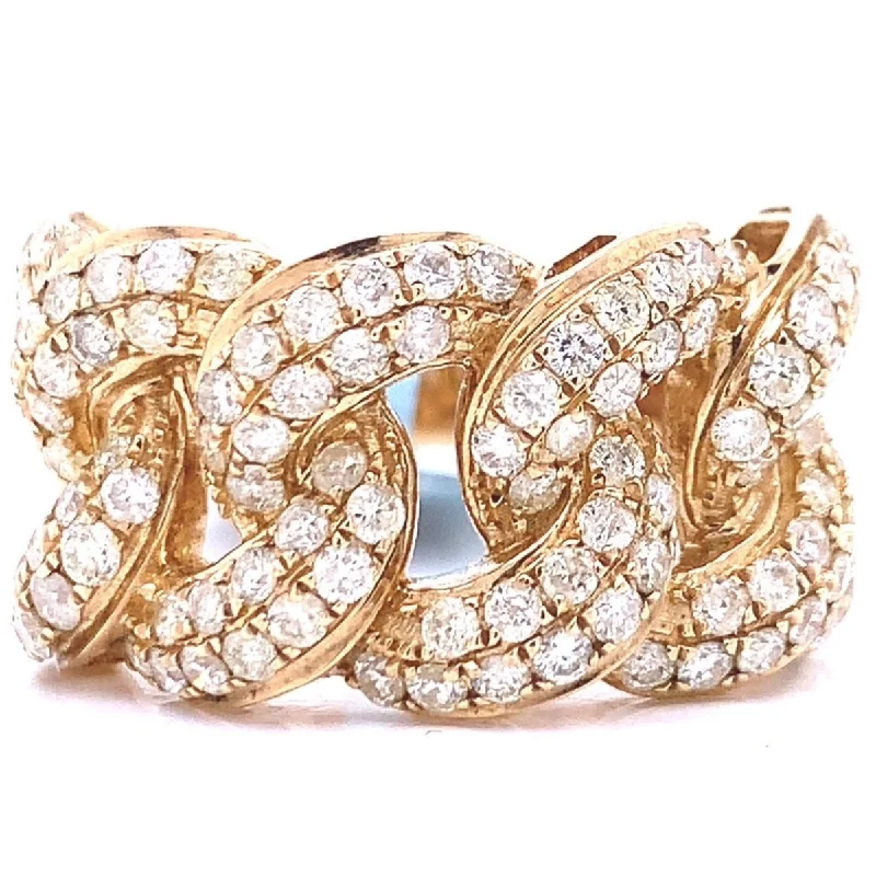 Women’s dainty rings-14MM Diamond Cuban Link Ring