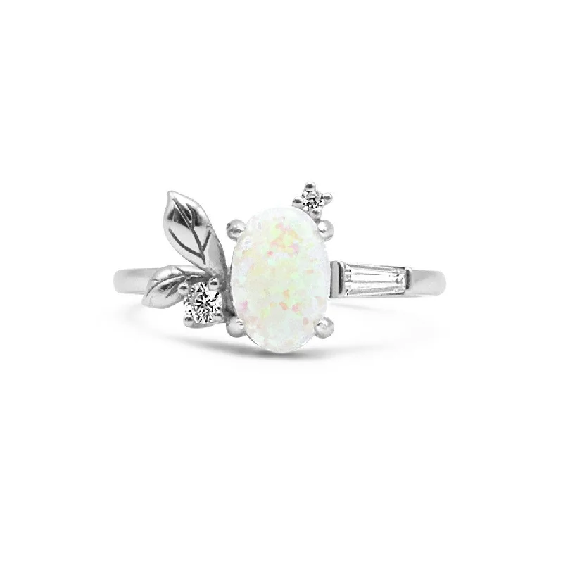 Women’s anniversary rings-Persephone Opal Leaf Ring