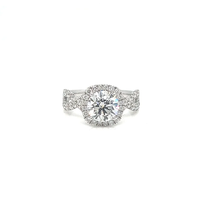 Women’s two-tone rings-Cushion-Cut Lab Diamond Halo Ring