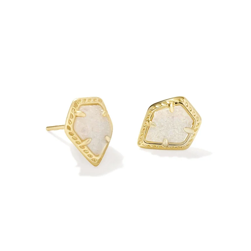 Women’s unique earrings-Kendra Scott | Framed Tessa Gold Stud Earrings in Iridescent Drusy