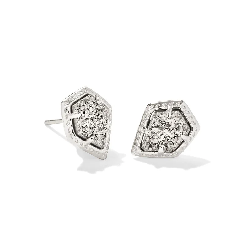 Women’s gemstone earrings-Kendra Scott | Framed Tessa Silver Stud Earrings in Platinum Drusy