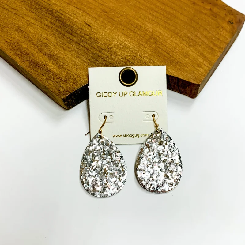 Women’s luxury diamond earrings-Glitter Teardrop Earrings in Silver