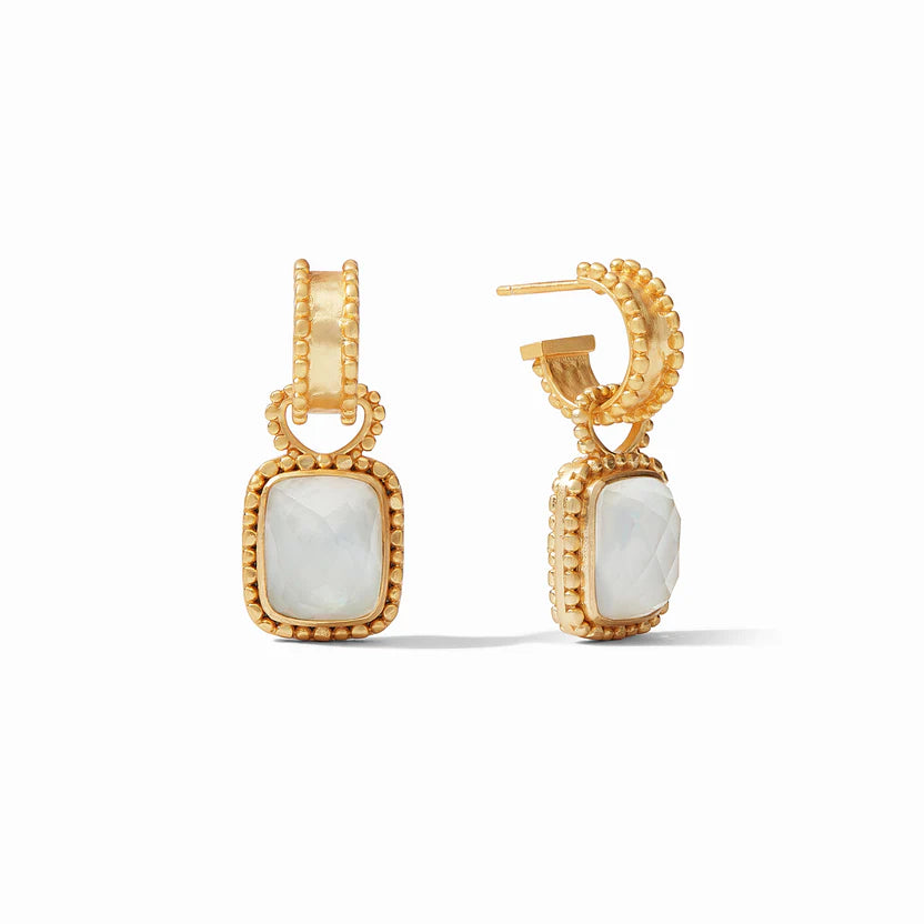 Women’s heart earrings-Julie Vos | Marbella Gold Hoop Earrings & Charm in Iridescent Clear