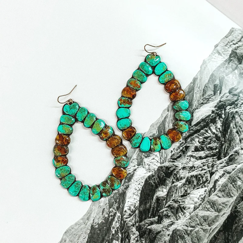 Women’s handmade earrings-Ravenas Clay Open Teardrop Earrings in Turquoise