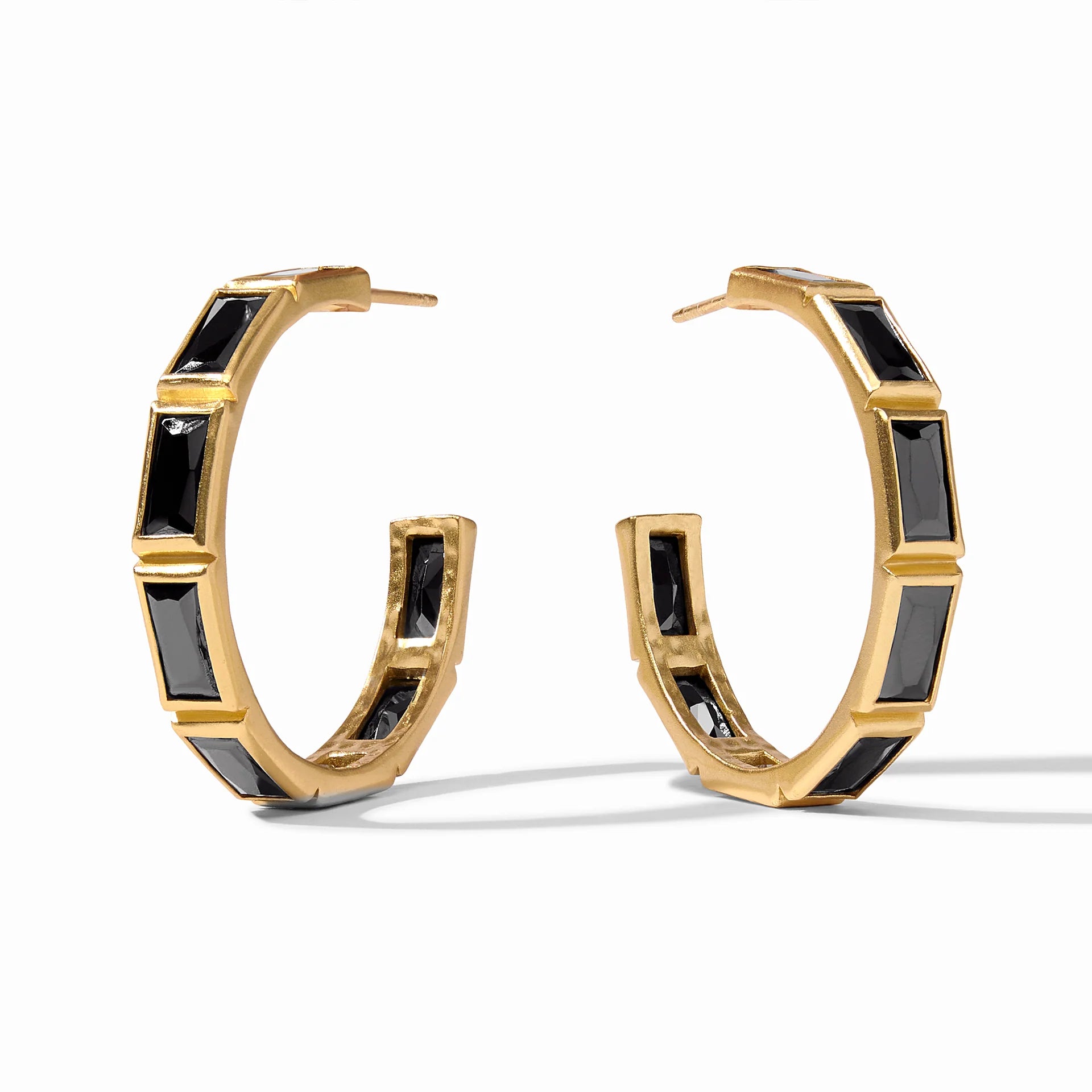 Women’s stackable earrings-Julie Vos | Antonia Large Hoop Earrings with Obsidian Black Crystals in Gold