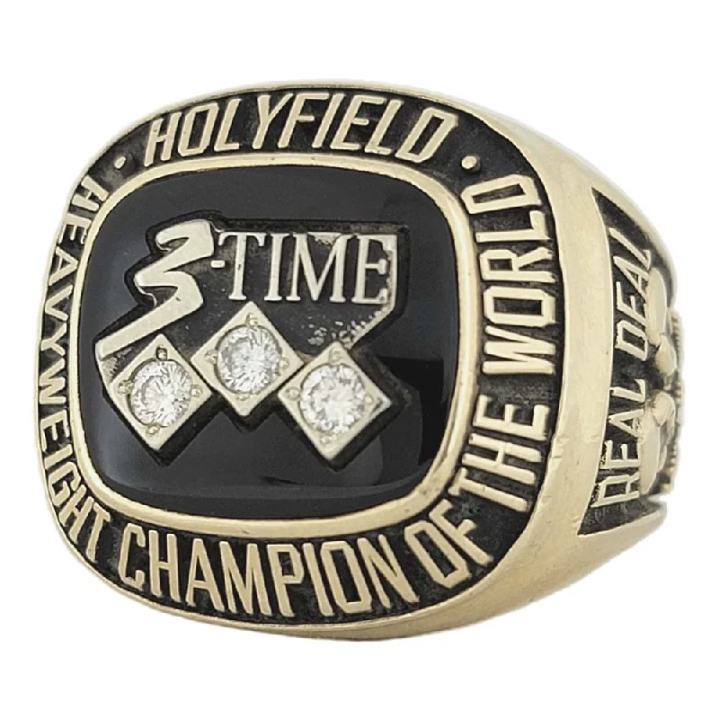 Women’s engraved rings-Evander Holyfield 3 Time Heavyweight Champion Ring