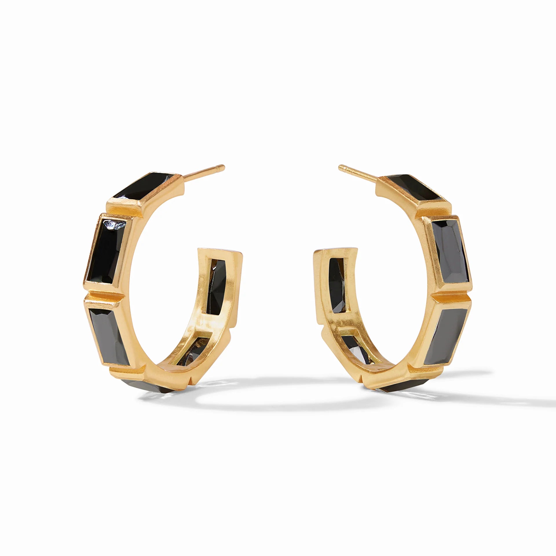 Women’s halo earrings-Julie Vos | Antonia Medium Hoop Earrings with Obsidian Black Crystals in Gold