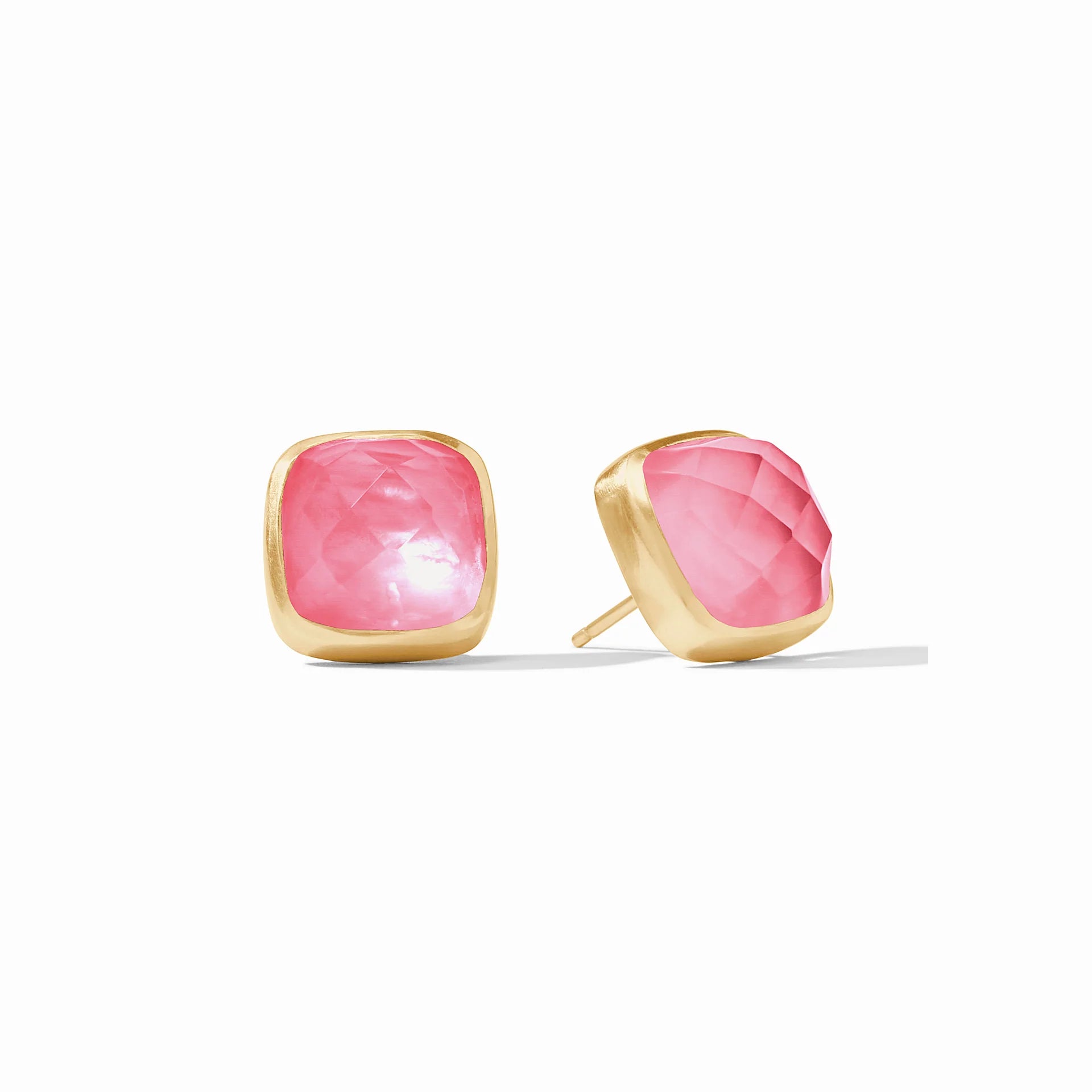 Women’s stackable earrings-Julie Vos | Catalina Stud Earrings with Peony Pink Crystals in Gold