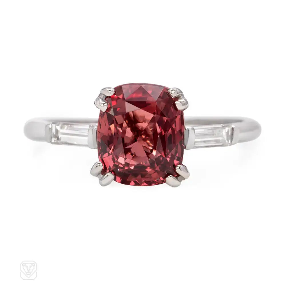 Women’s wedding set rings-Padparadscha sapphire and platinum ring