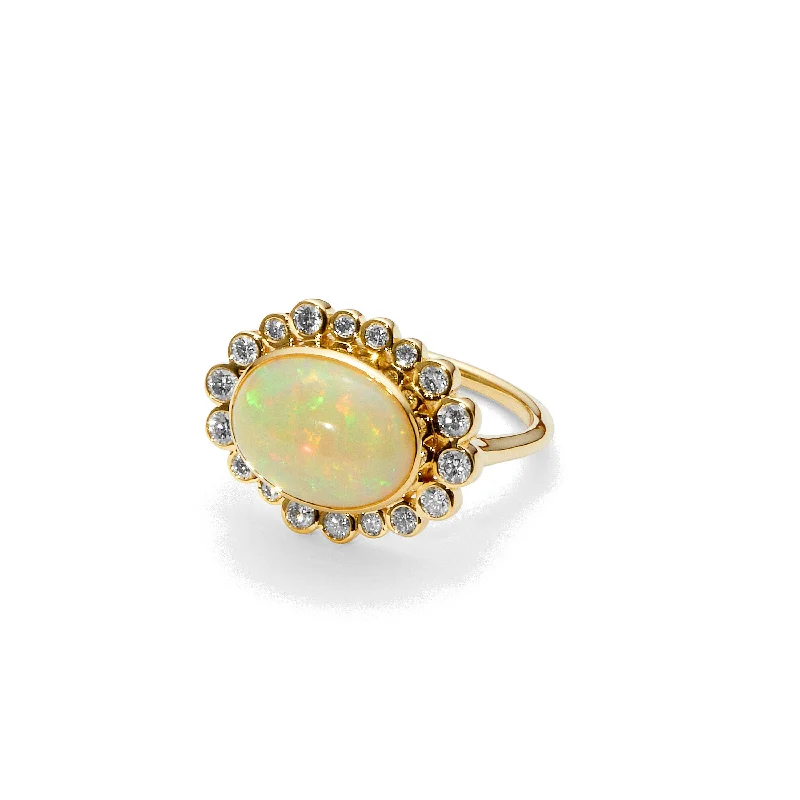 Women’s wedding rings-Oval Opal Cosmic Ring