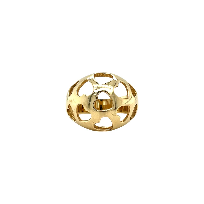 Women’s statement gold rings-Dome Heart Ring