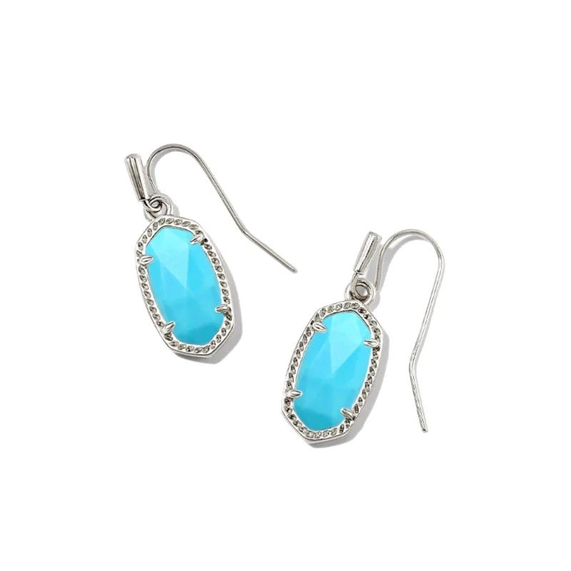 Women’s simple earrings-Kendra Scott | Lee Silver Earrings in Variegated Turquoise Magnesite