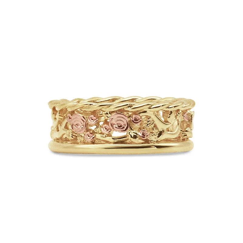 Women’s engraved rings-Rose Garden Ring