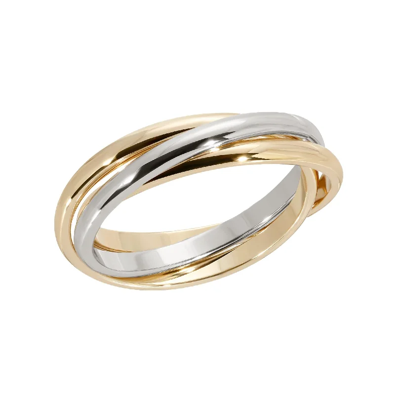 Women’s modern rings-Two Toned Triple Domed Roll Ring