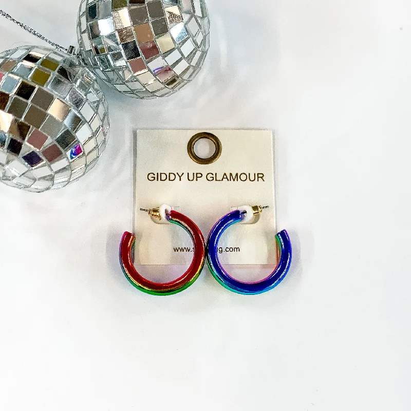 Women’s drop earrings-Light Up Small Neon Hoop Earrings In Multicolored