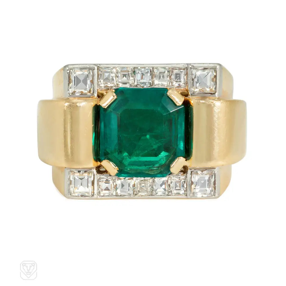 Women’s oval rings-Chaumet, Paris emerald and diamond cocktail ring