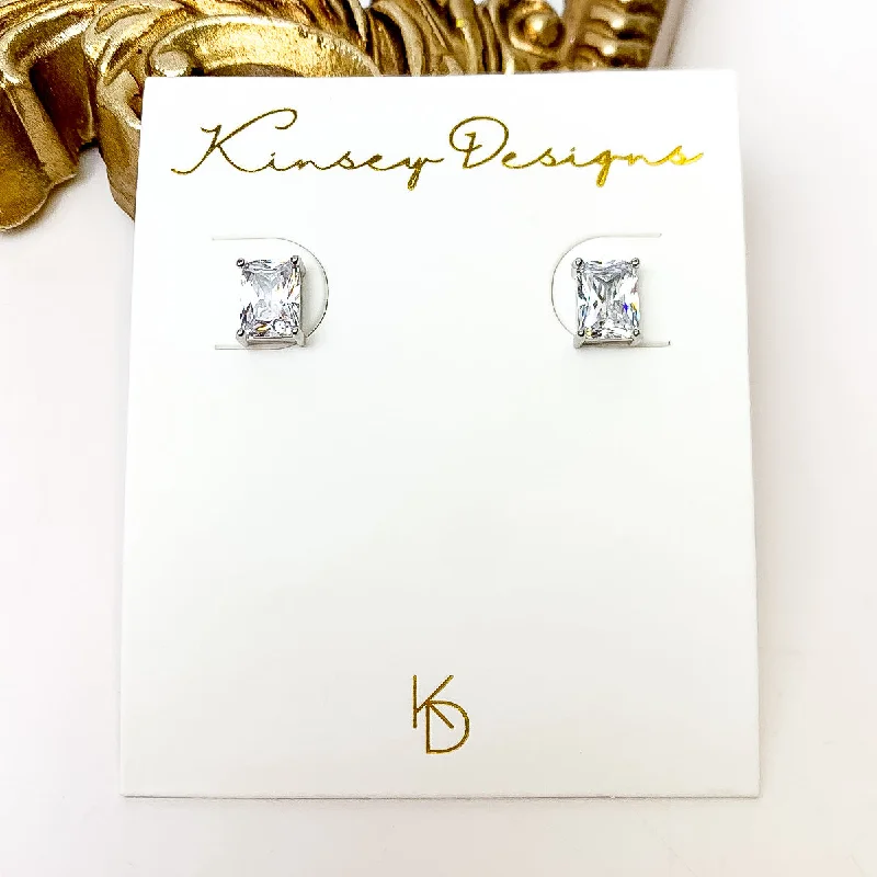 Women’s elegant earrings-Kinsey Designs | Prism Stud Silver Earrings with CZ Crystals