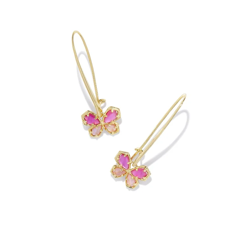 Women’s statement earrings-Kendra Scott | Mae Gold Butterfly Wire Drop Earrings in Azalea Illusion