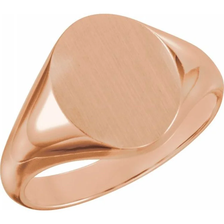 Women’s vintage gold rings-14K Rose Oval Signet Ring