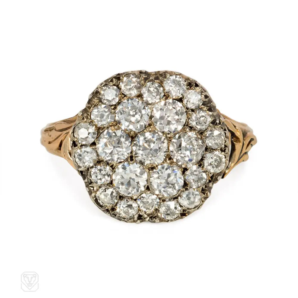 Women’s vintage-inspired rings-Antique pavé diamond cluster ring