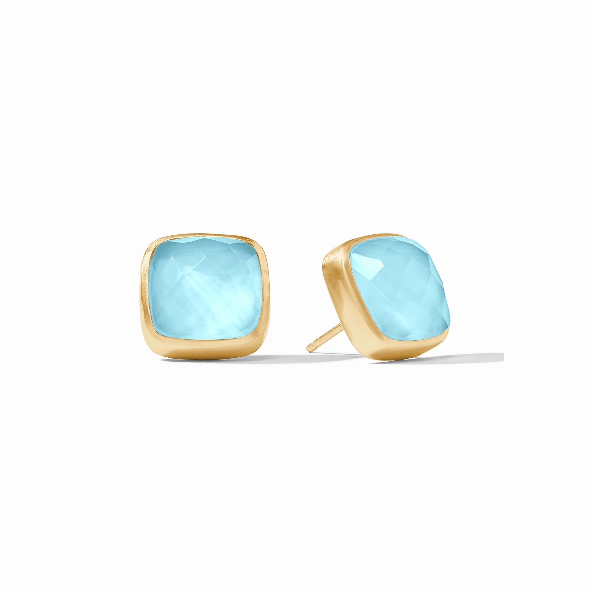 Women’s silver drop earrings-Julie Vos | Catalina Stud Earrings with Capri Blue Crystals in Gold