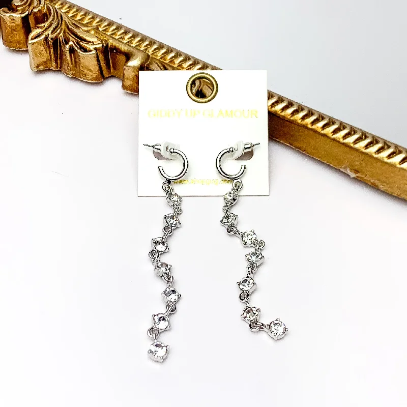 Women’s artistic earrings-Red Carpet Moment Long Silver Tone Earrings With Clear Crystals