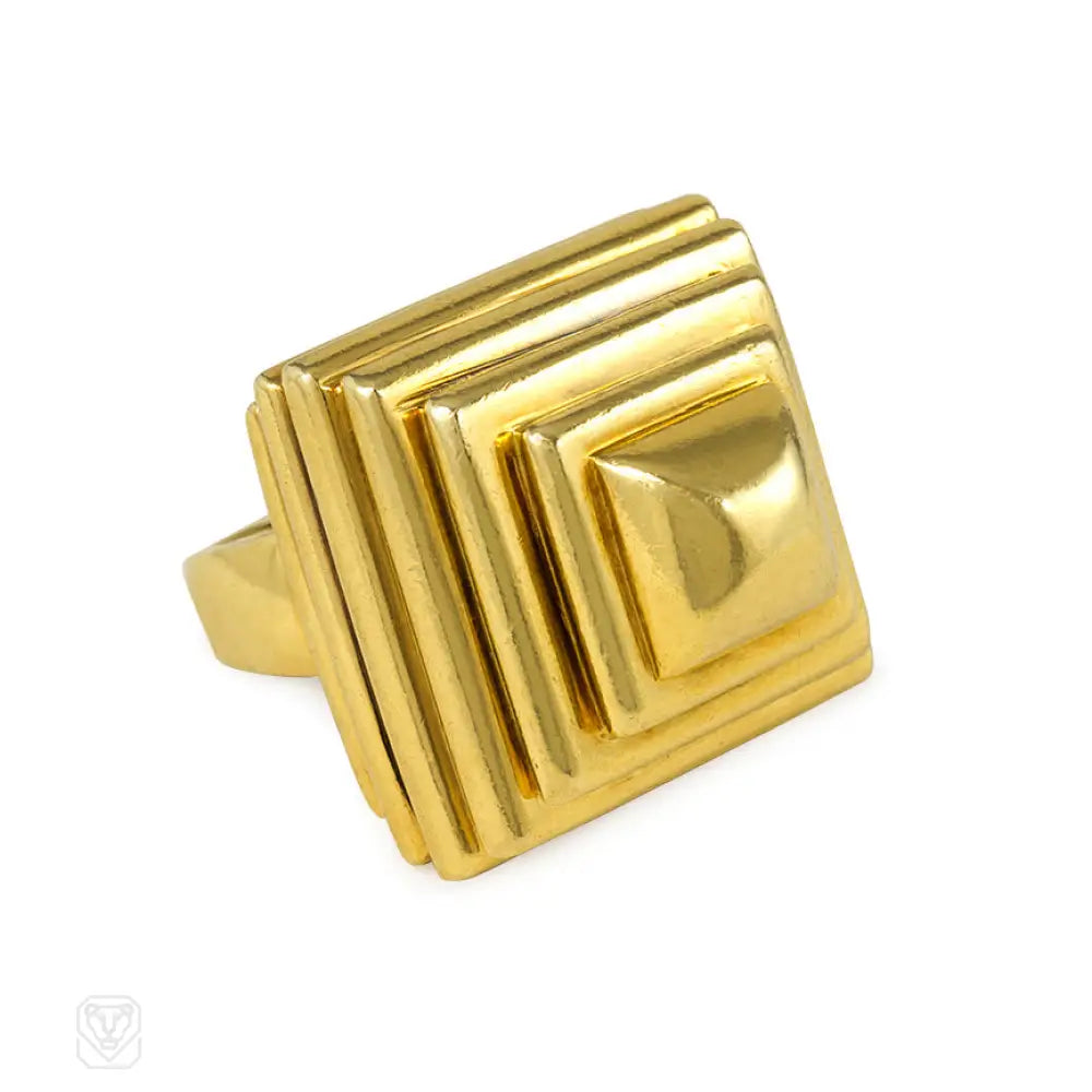 Women’s diamond rings-Gold ziggurat ring, Aldo Cipullo for Cartier