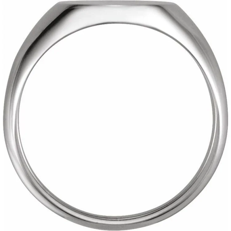 Women’s luxury silver rings-Platinum 12x10 mm Oval Signet Ring