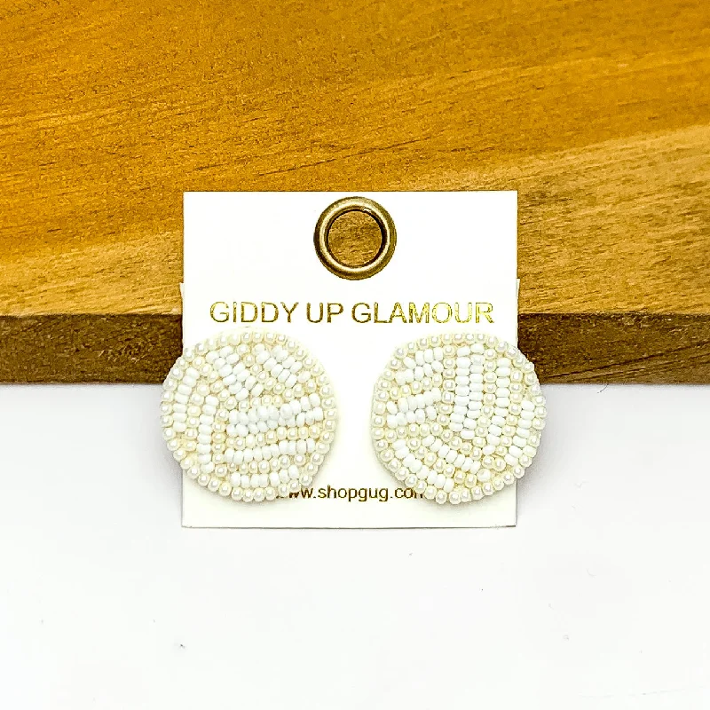 Women’s elegant earrings-Let's Get Sporty Seed Bead Volleyball Stud Earrings