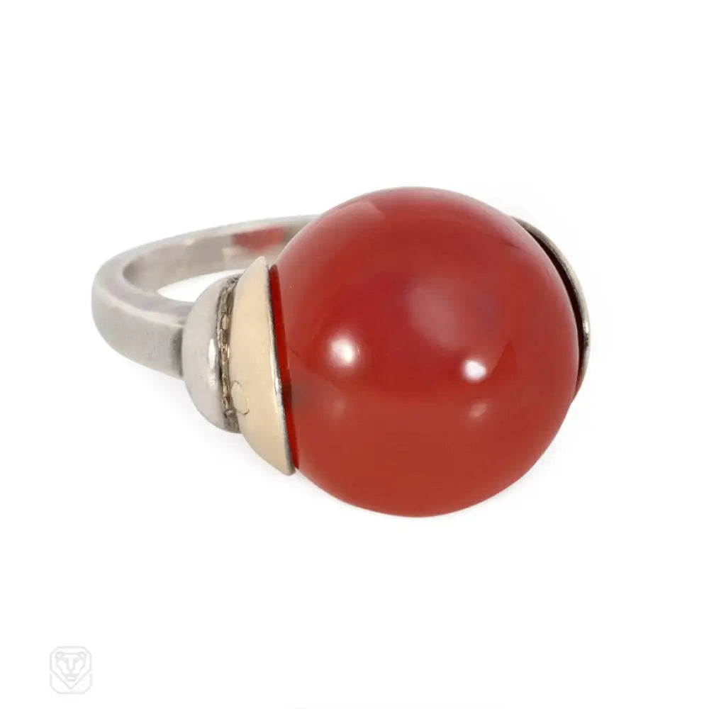 Women’s infinity rings-Art Deco carnelian ring, Sasportas