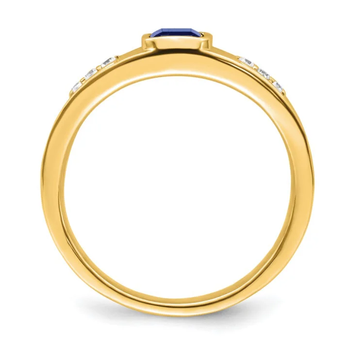 Women’s minimalist rings-14k Created Sapphire and Diamond Mens Ring