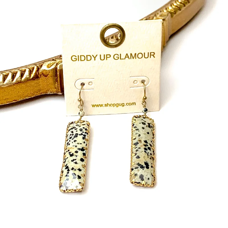 Women’s infinity earrings-Gold Tone Faux Stone Bar Earrings in Granite