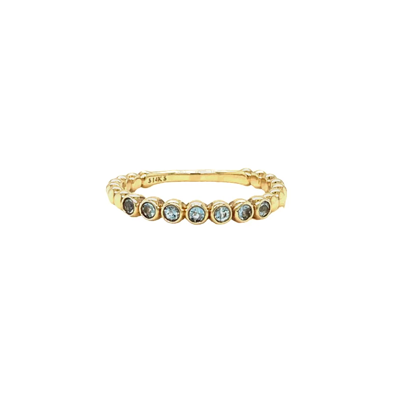 Women’s modern diamond rings-Birthstone Bezel Ring/Aquamarine